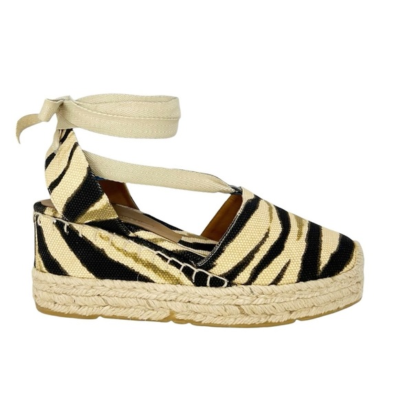 Ralph Lauren Collection Uma Zebra Print Espadrille Wedge Sandals